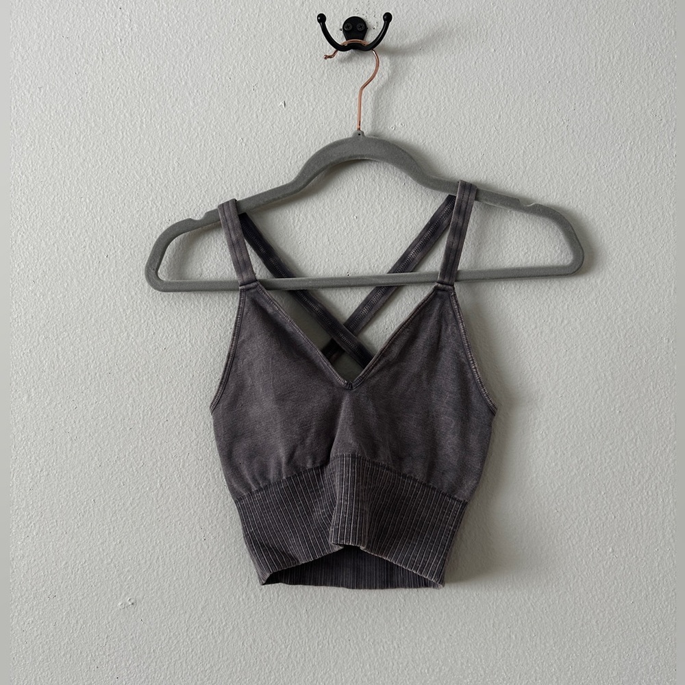 FP Movement Good Karma Crop Tank XS/S Graphite carbon charcoal sports bra/top